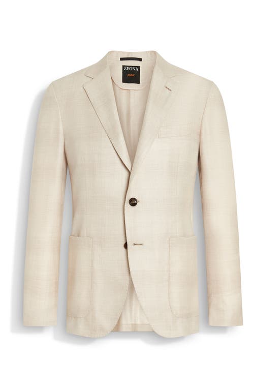 Zegna Chalk Stripe Linen And Silk Jacket In Natural Chalk