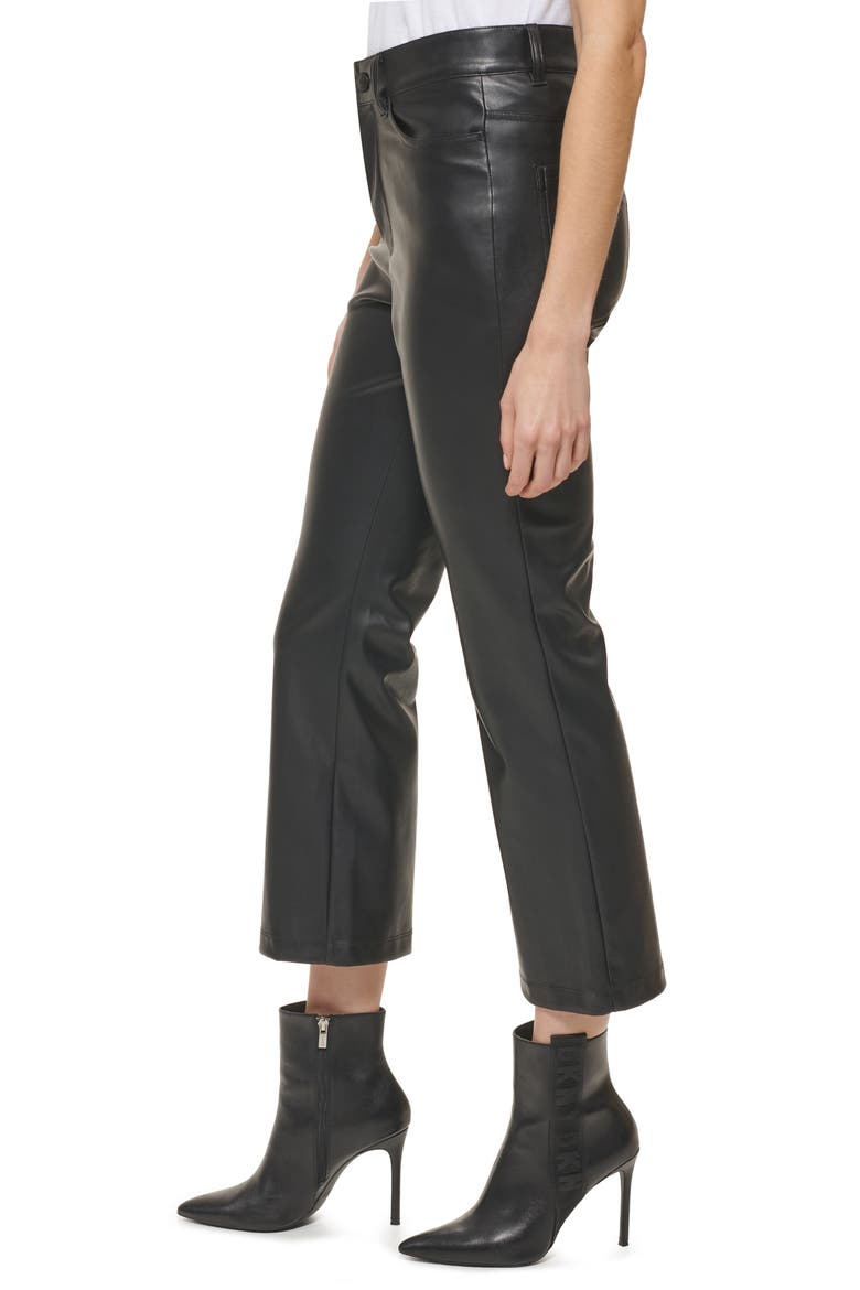 Kick Flare Faux Leather Pants, Alternate, color, BLACK