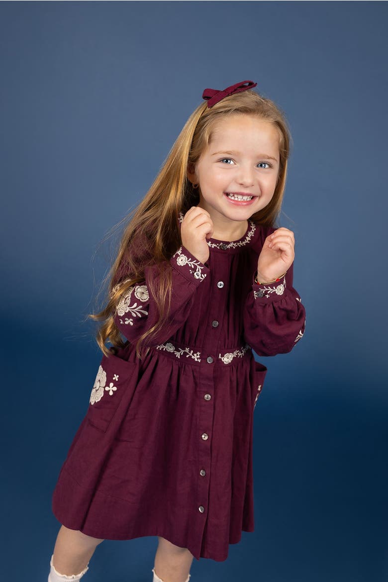 Looms Floral Embroidered Collection - Romper, Alternate, color, Wine