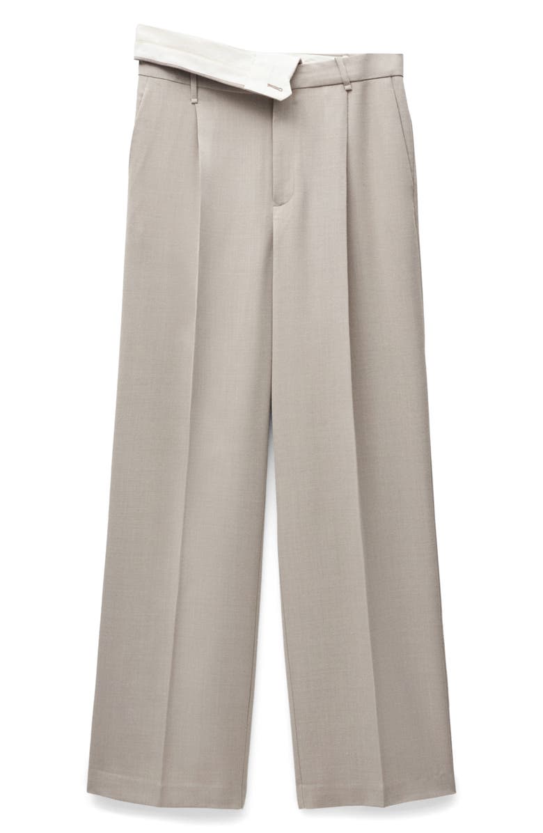 MANGO Foldover Waist Straight Leg Suit Pants, Alternate, color,