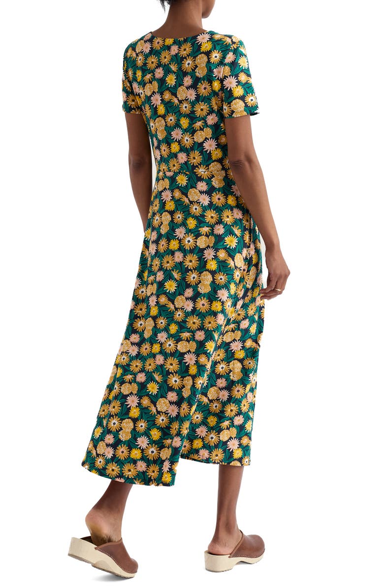 Seasalt Cornwall Veronica Floral Stretch Organic Cotton Midi Dress, Alternate, color, Marigold Meadow Inkwell
