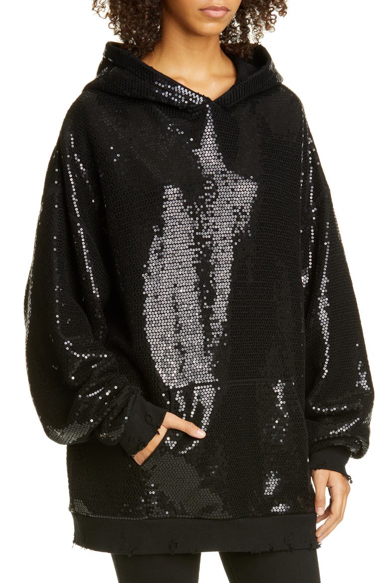 Sequin Hoodie, Alternate, color, BLACK SEQUIN