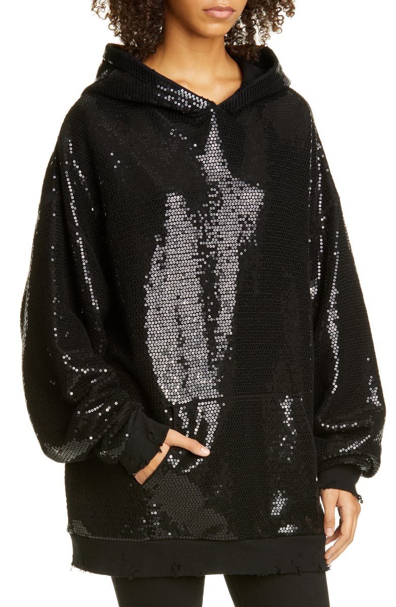 R13 Sequin Hoodie, Alternate, color, 