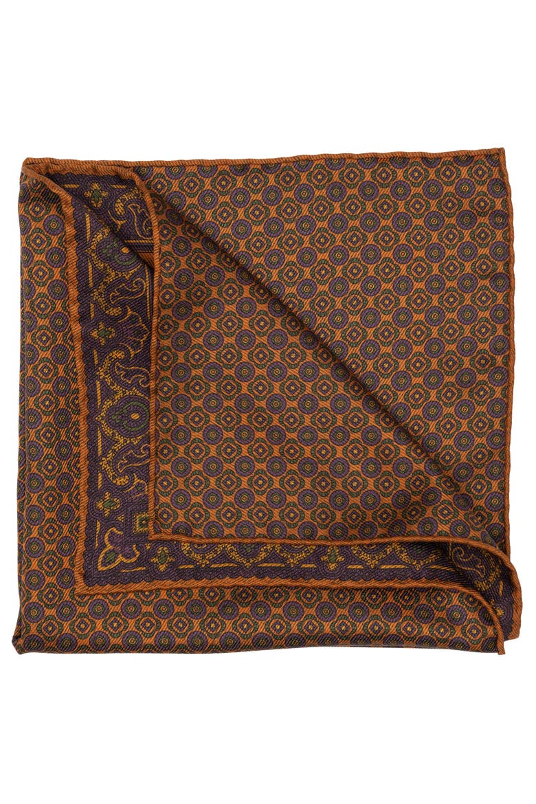 Lario - Double Sided Silk Pocket Square for Men, Alternate, color, Orange & Purple