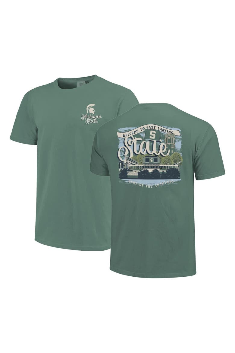 Women's Green Michigan State Spartans Comfort Colors Campus Scene Drawing Script T-Shirt, Main, color, Green