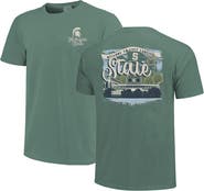IMAGE ONE Women's Green Michigan State Spartans Comfort Colors Campus Scene Drawing Script T-Shirt