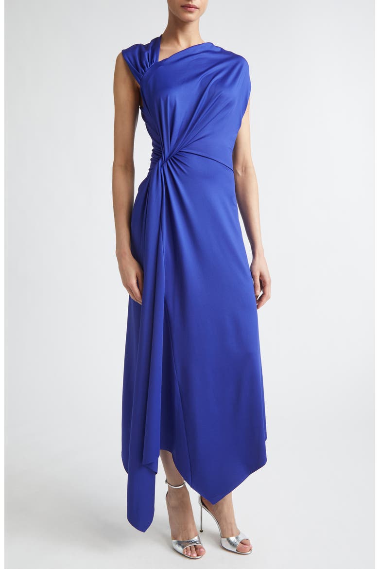 Asymmetric Stretch Jersey Midi Dress, Alternate, color, BRIGHT INDIGO
