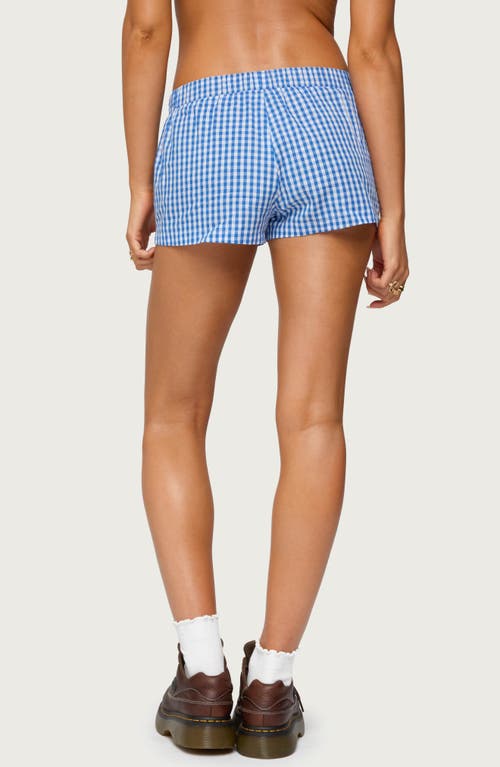 Edikted Maryanne Gingham Boxer Shorts In Blue