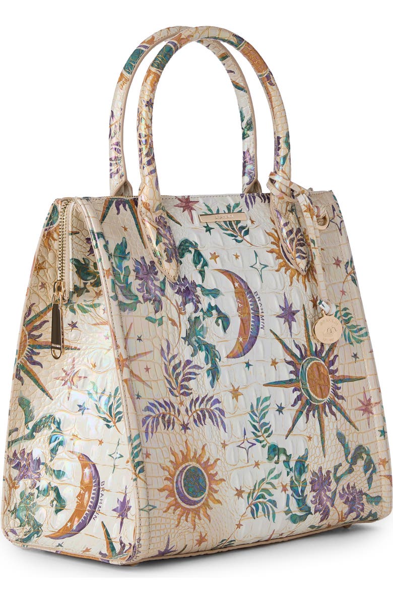 Brahmin Caroline Croc Embossed Painted Leather Satchel, Alternate, color,