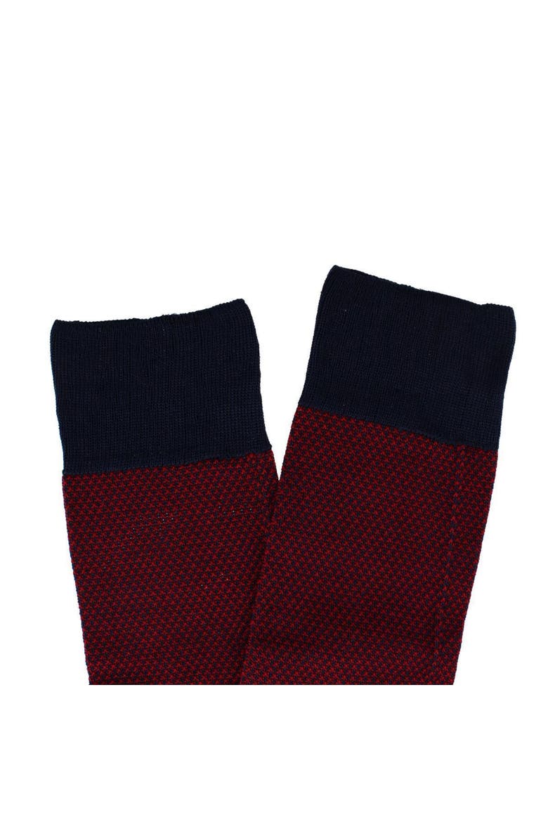 Clayton Birdseye Over The Calf Mercerized Cotton Socks, Alternate, color, Red