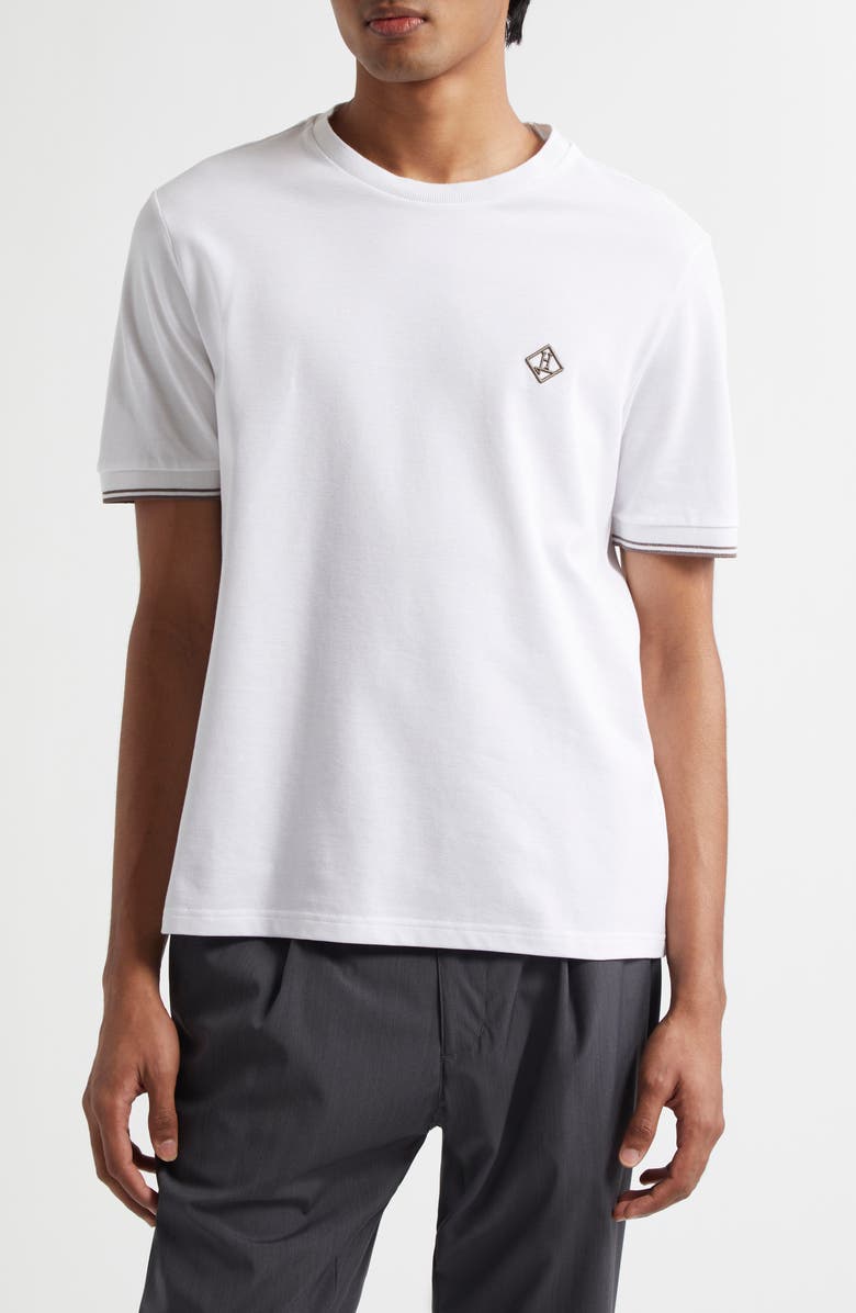 Herno Tipped Logo Embroidered Cotton Piqué T-Shirt, Main, color, 