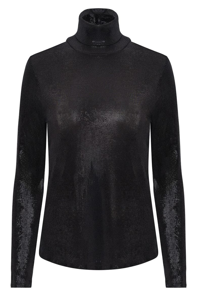 Metallic Turtleneck Sweater, Main, color, BLACK