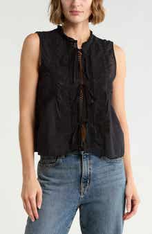 Tie Front Sleeveless Cotton Top