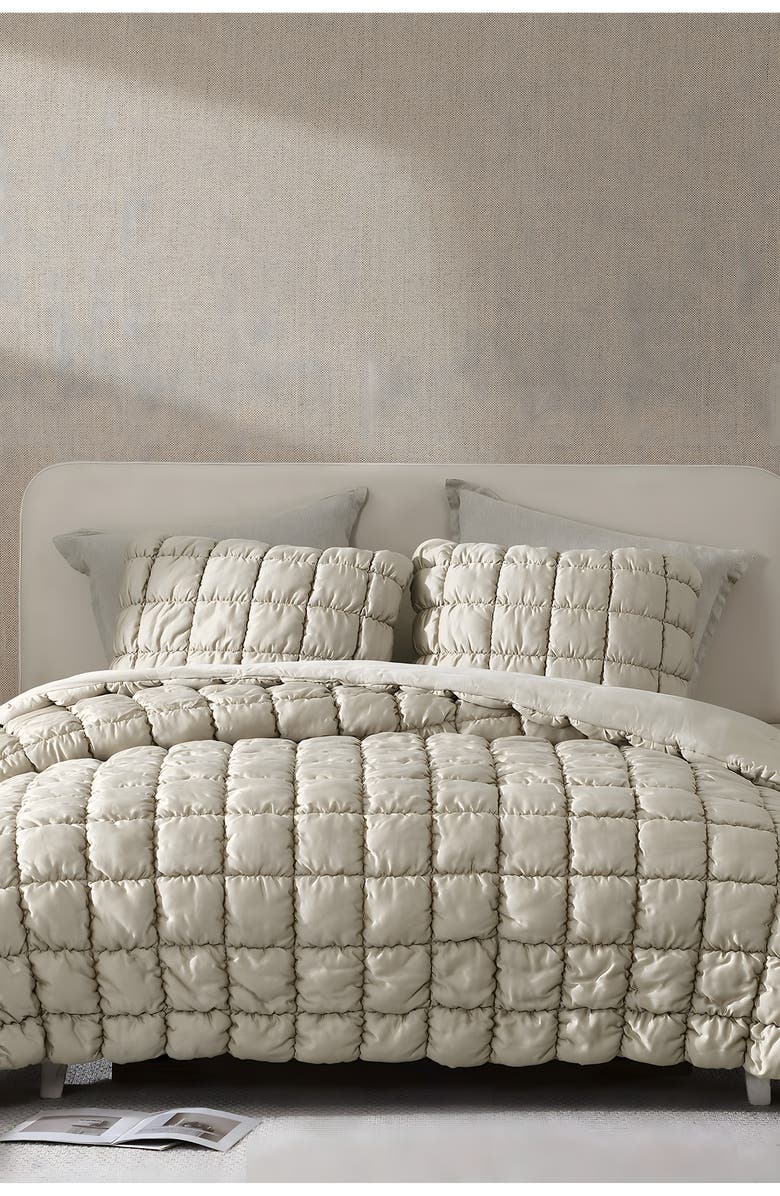 Sunday Citizen Silky Puff Squares Comforter, Alternate, color, Sandstone