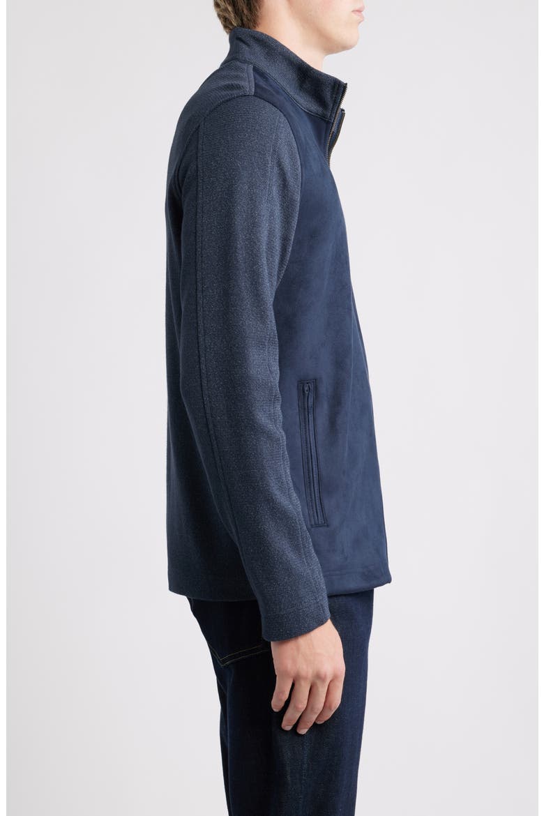 Sueded Mixed Media Jacket, Alternate, color, NAVY