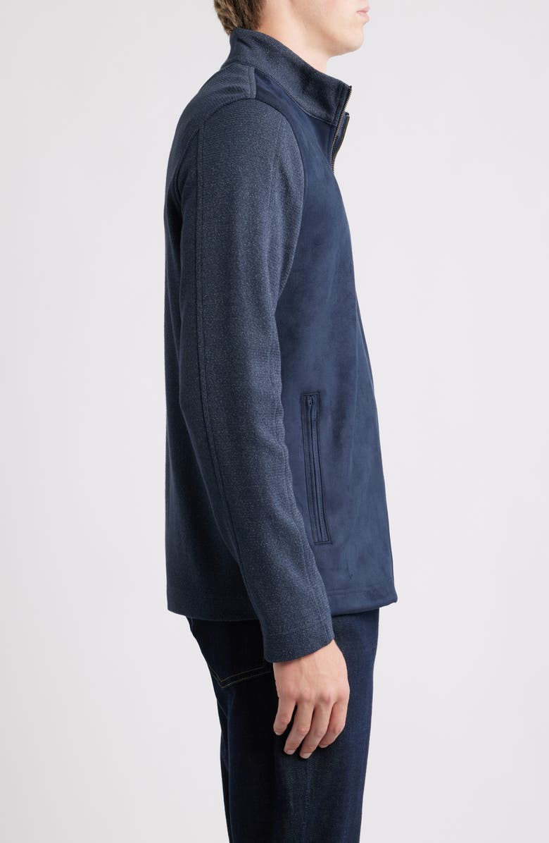 Johnston & Murphy Sueded Mixed Media Jacket, Alternate, color, Navy