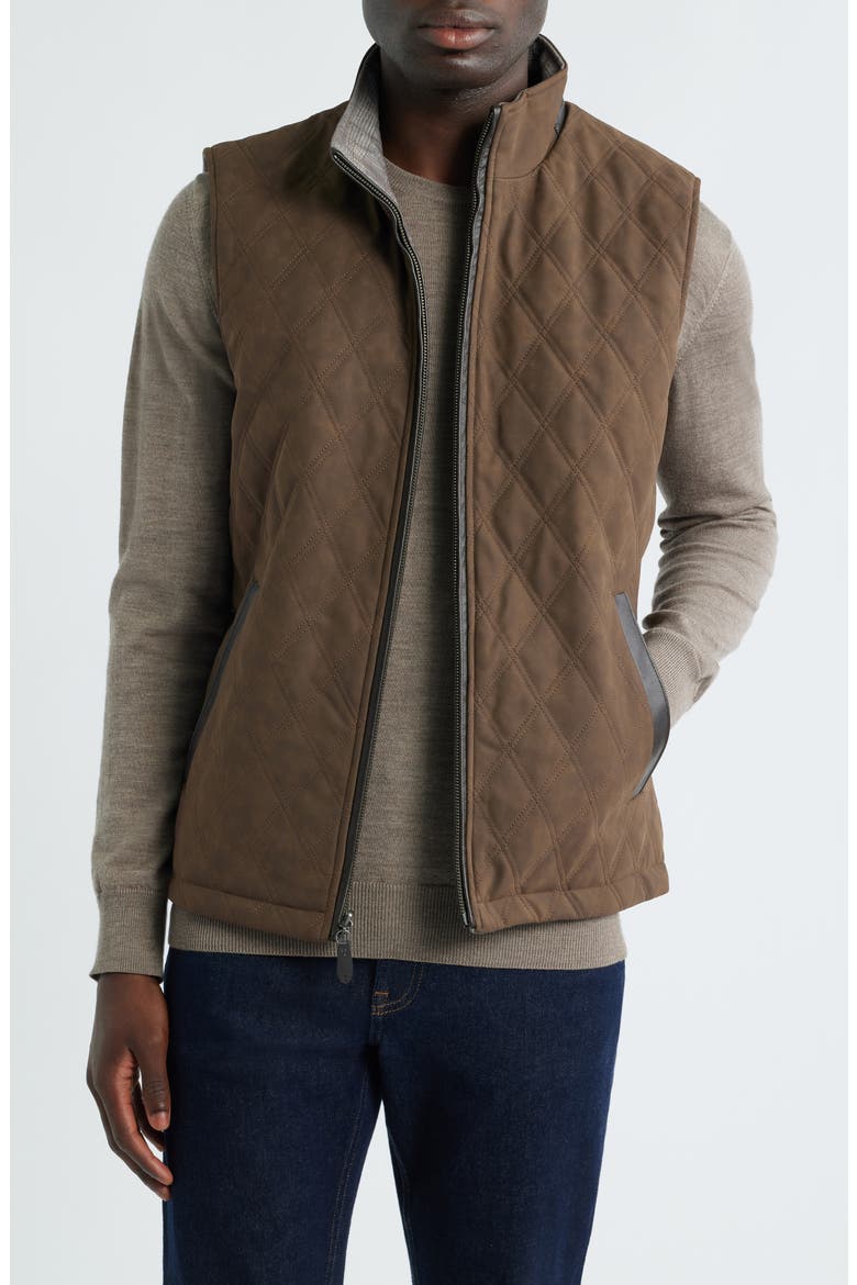 Upton Reversible Vest, Main, color, LIGHT BROWN/ BROWN PLAID