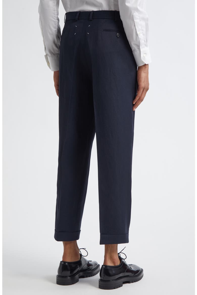 Pleated Crop Barathea Straight Leg Pants, Alternate, color, BLUE