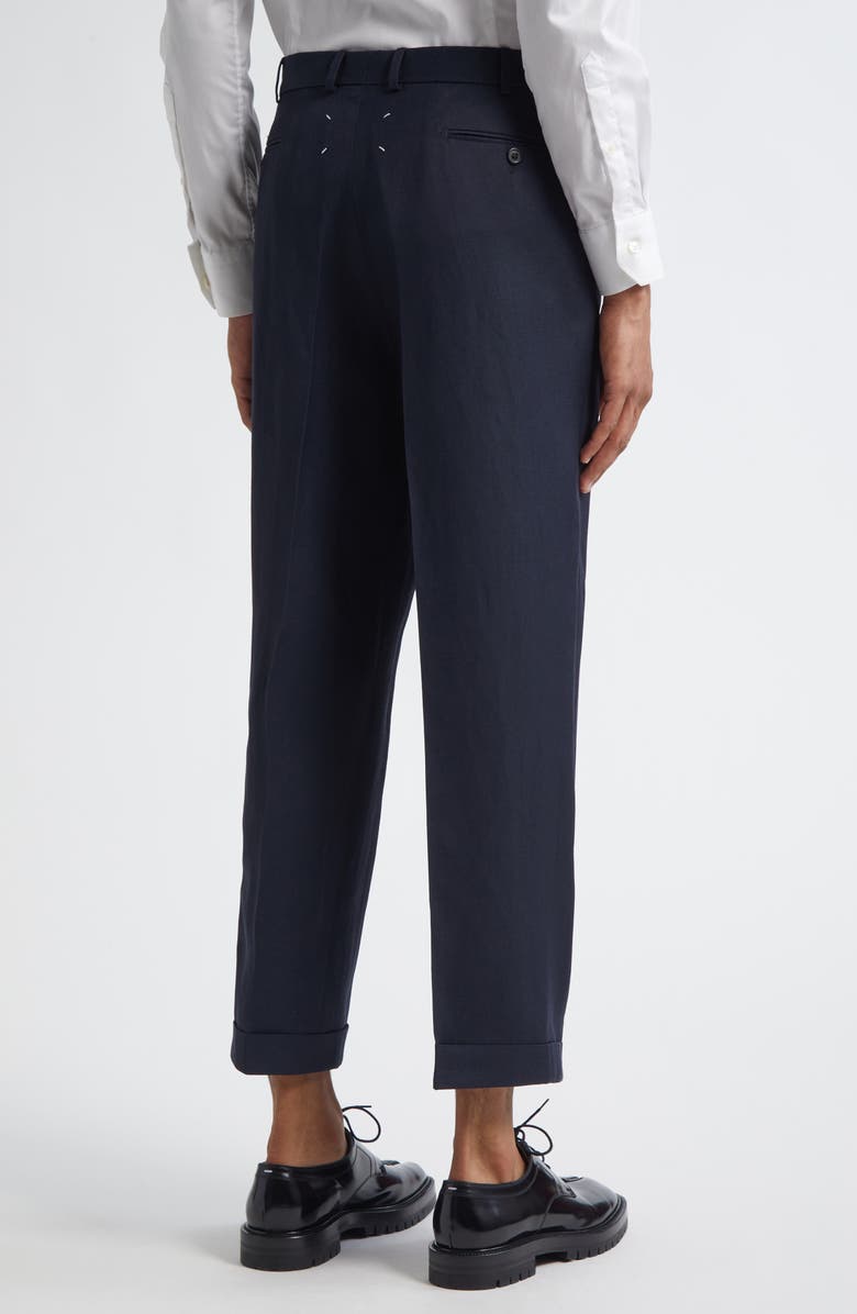 Maison Margiela Pleated Crop Barathea Straight Leg Pants, Alternate, color, Blue