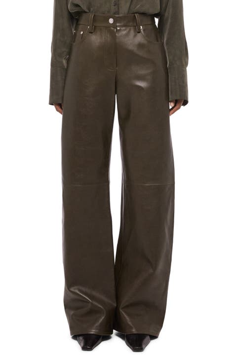 Relaxed Bootcut Leather Pants
