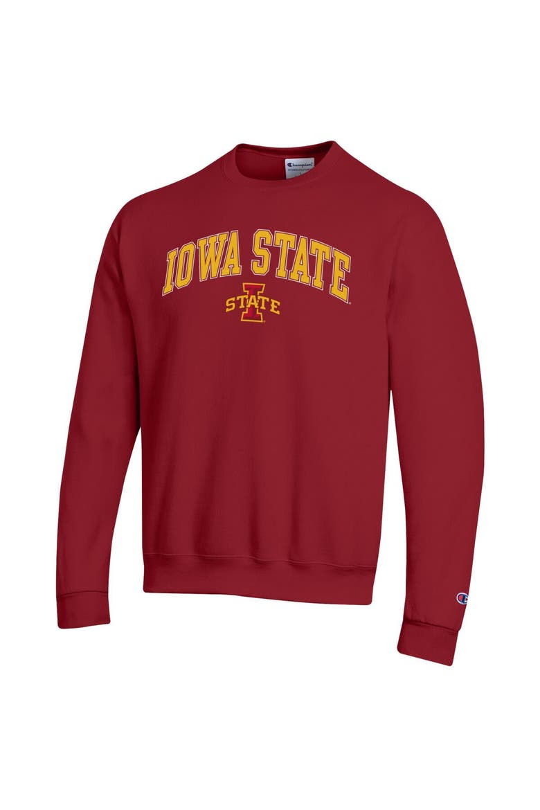 Men's Champion  Cardinal Iowa State Cyclones Arch Over Logo Pullover Sweatshirt, Alternate, color, Cardinal