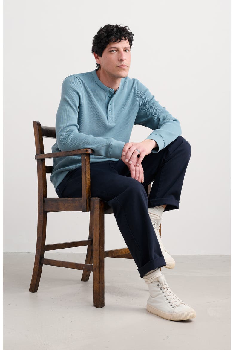 Brigantine Waffle Knit Organic Cotton Henley, Alternate, color, HYDRANGEA