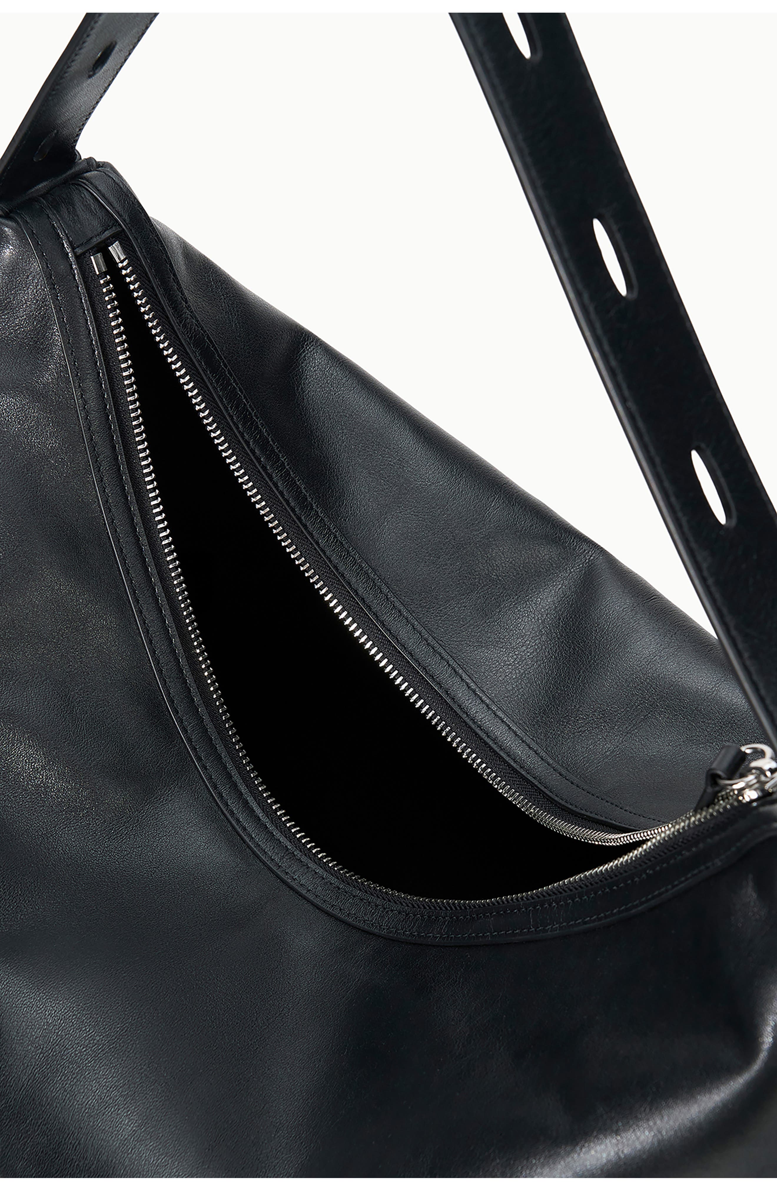 Levi Leather Hobo Bag, Alternate, color, BLACK