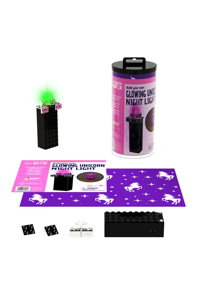 Eblox Power Blox Byo Unicorn Glowing Night Light Ages 5+, Main, color, Multicolored