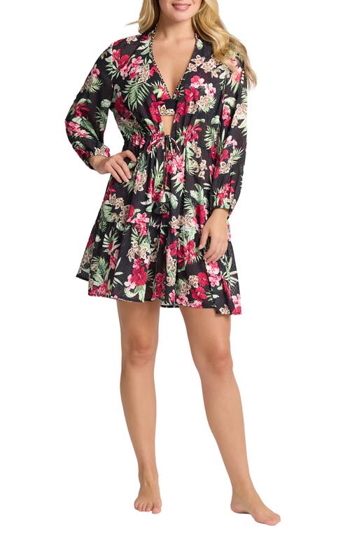 TOMMY BAHAMA TOMMY BAHAMA LILY CAT OPEN FRONT COVER-UP TUNIC