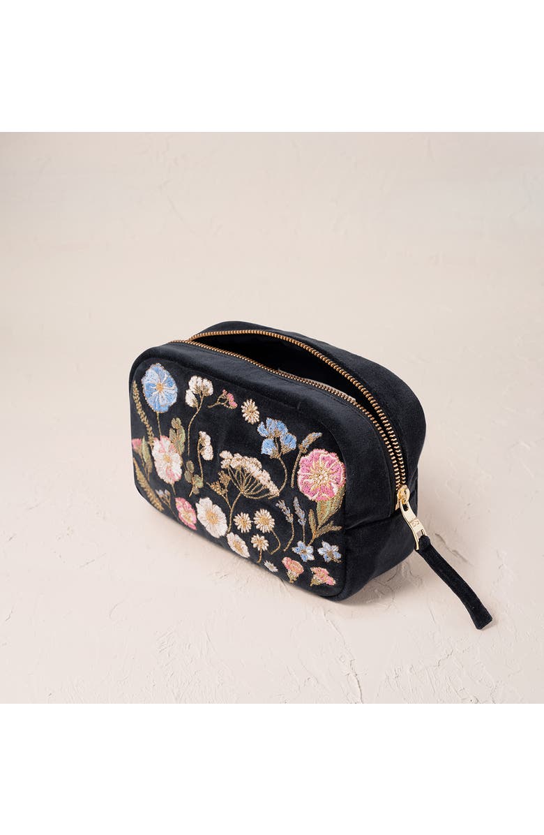 Elizabeth Scarlett Pressed Flowers Velvet Makeup Bag, Alternate, color,