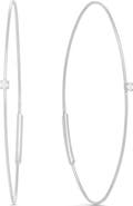 LANA 14k White Gold Diamond Oval Hoop Threader Earrings