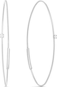 LANA 14k White Gold Diamond Oval Hoop Threader Earrings