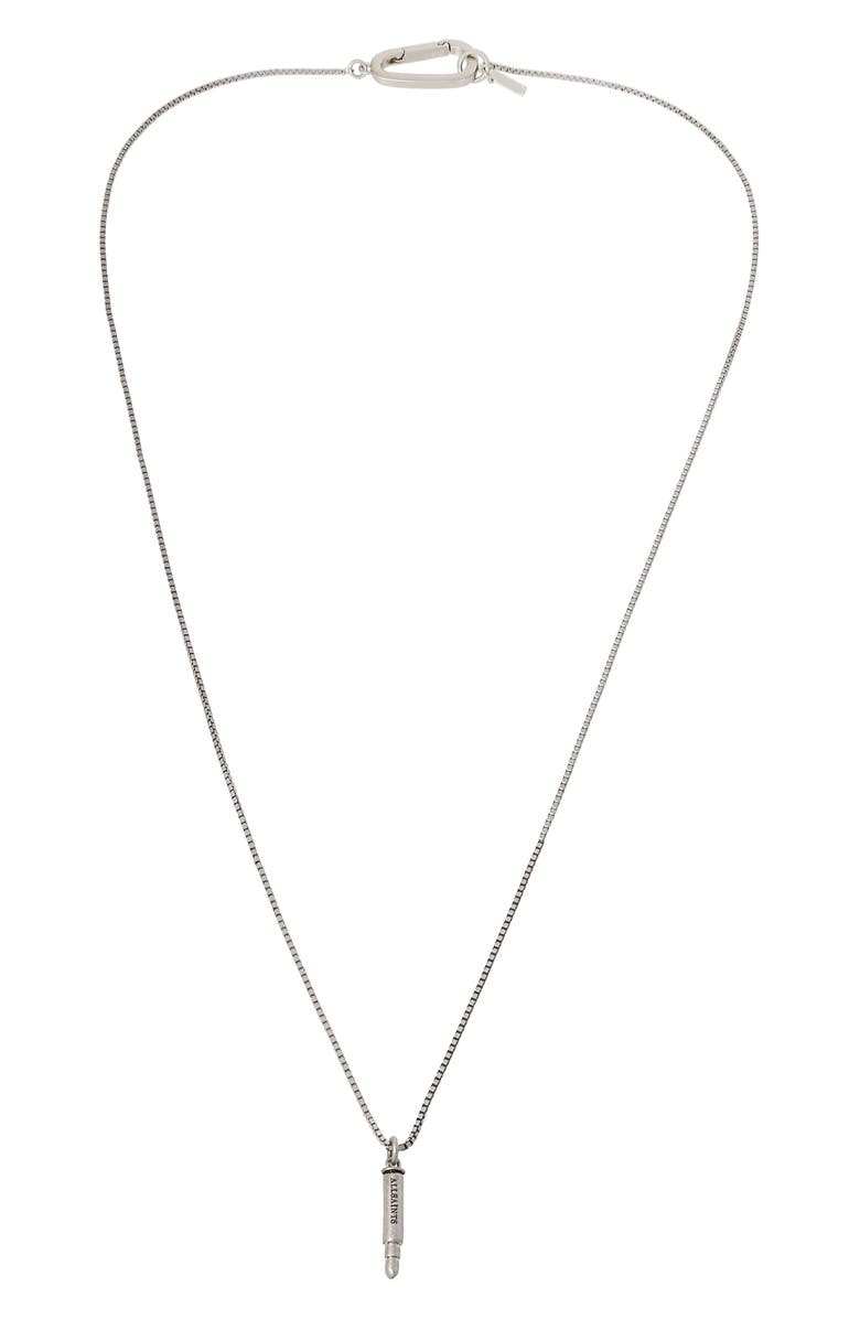 AllSaints Men's Bullet Sterling Silver Pendant Necklace, Main, color,