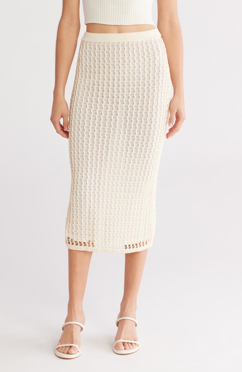 Simkhai Odie Open Knit Maxi Skirt, Main, color, Ivory