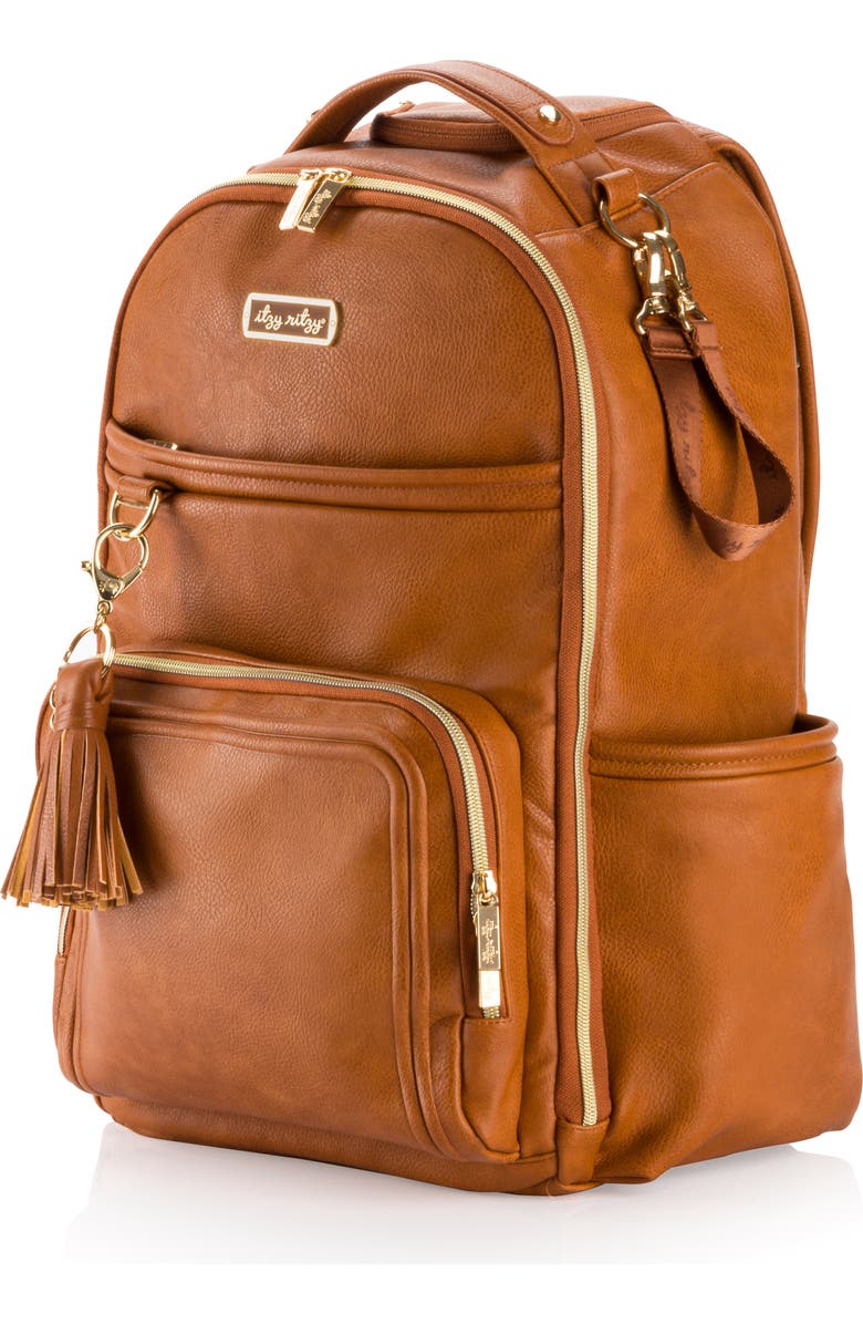 Itzy Ritzy Boss Plus Large Diaper Bag Backpack, Alternate, color, Cognac