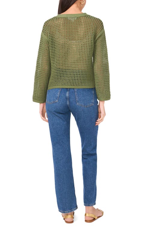 Two By Vince Camuto Open Stitch Lace-up Top In Dark Green