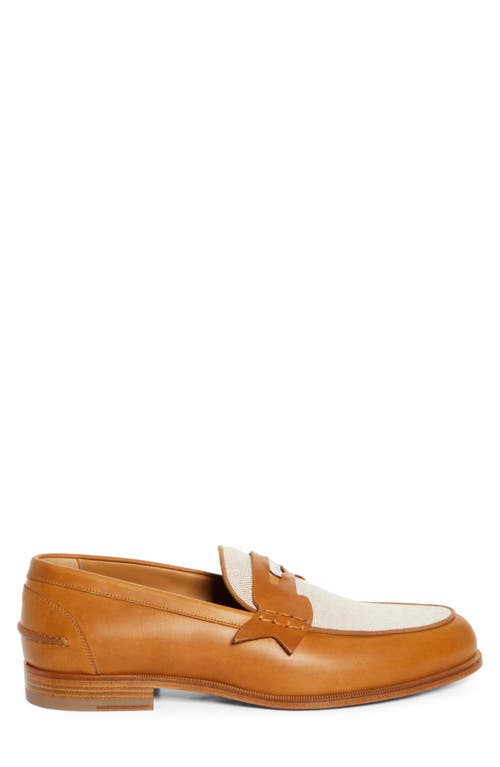 Christian Louboutin Brown Leather Penny Loafers In Terra/brown