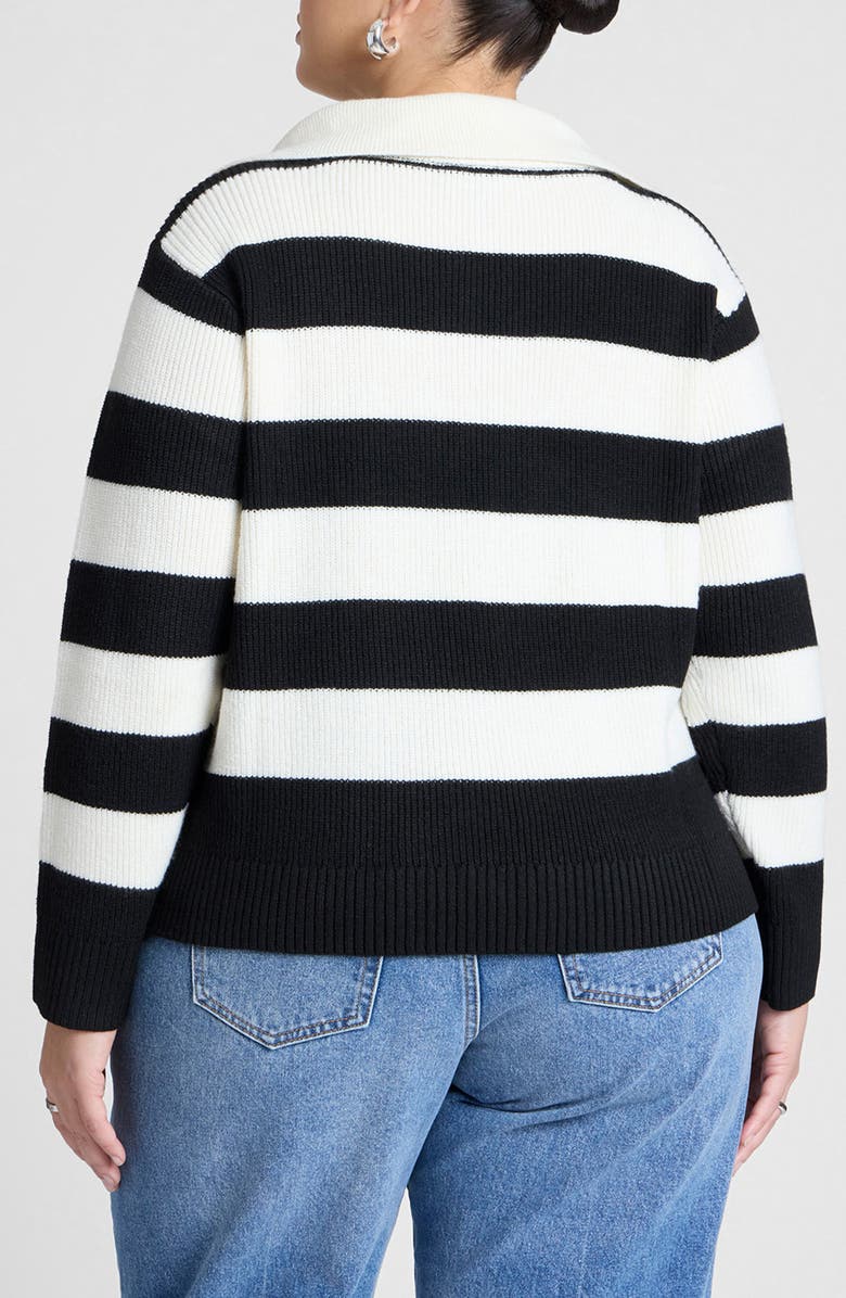 ELOQUII Stripe Half Zip Sweater, Alternate, color,