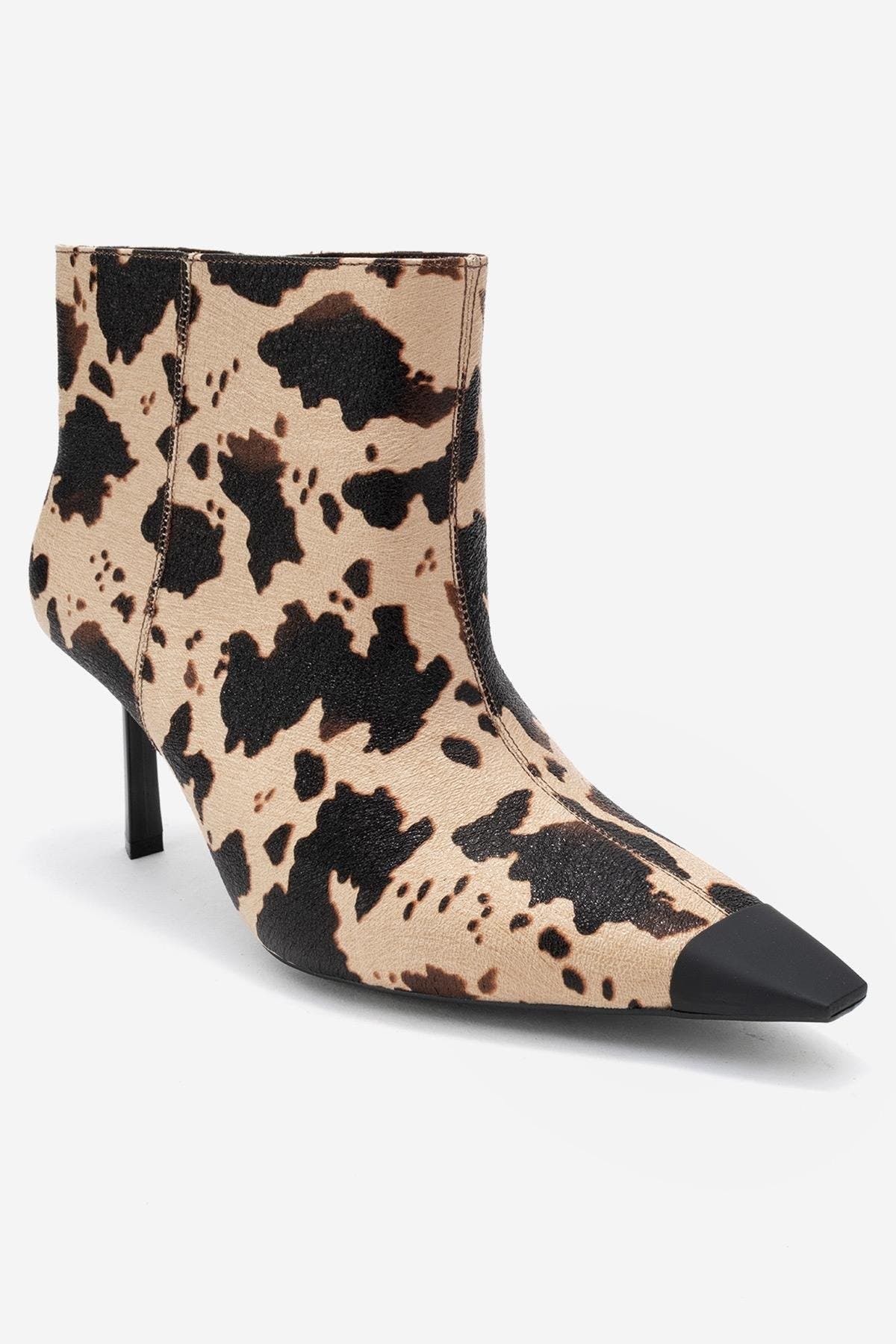 Rassel Pointed Toe Boot, Main, color, Beige Print Faux Leather