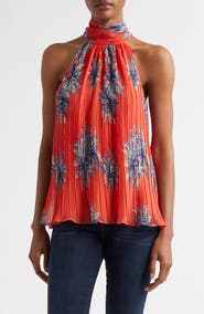 Ramy Brook Racquel Print Tie Back Sleeveless Top