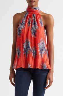 Ramy Brook Racquel Print Tie Back Sleeveless Top