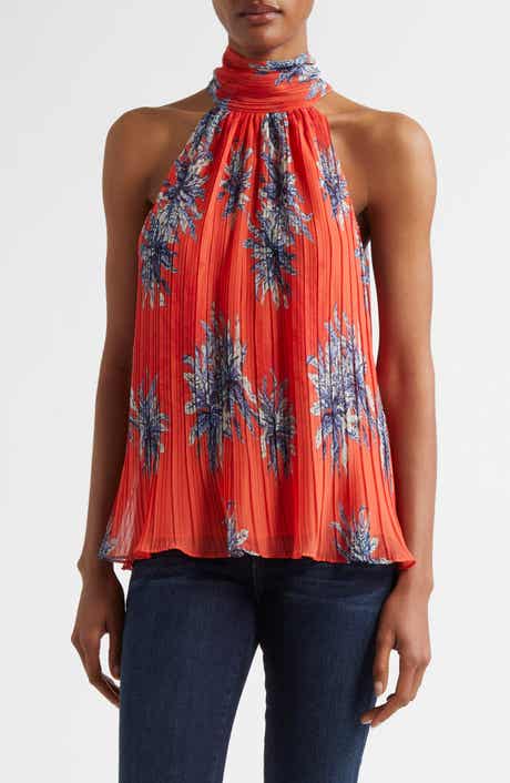 Ramy Brook Racquel Print Tie Back Sleeveless Top