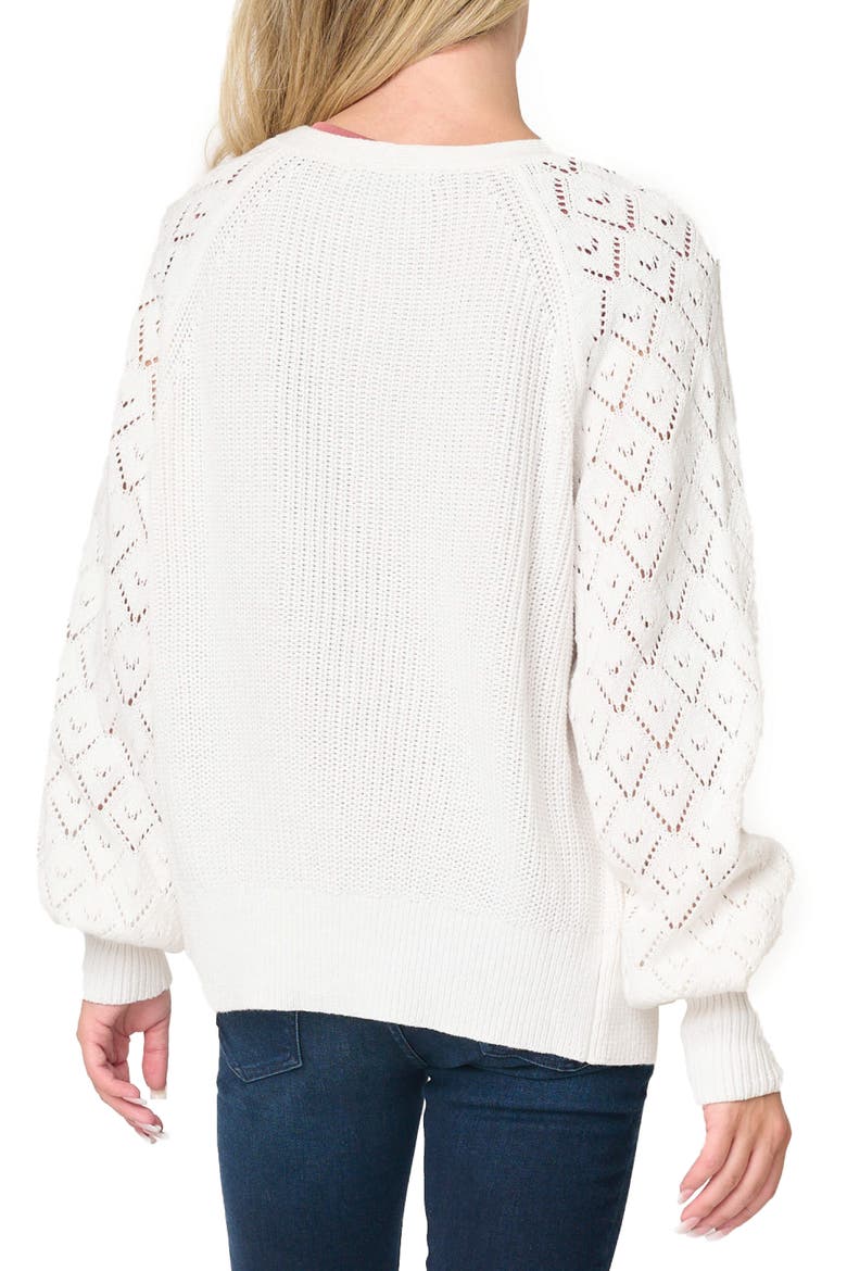 Gigi Diamond Stitch Crochet Cardigan, Alternate, color, UNBLEACHED