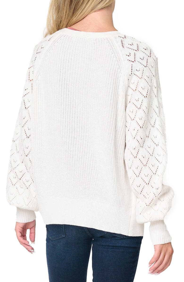 GIBSONLOOK Gigi Diamond Stitch Crochet Cardigan, Alternate, color, White