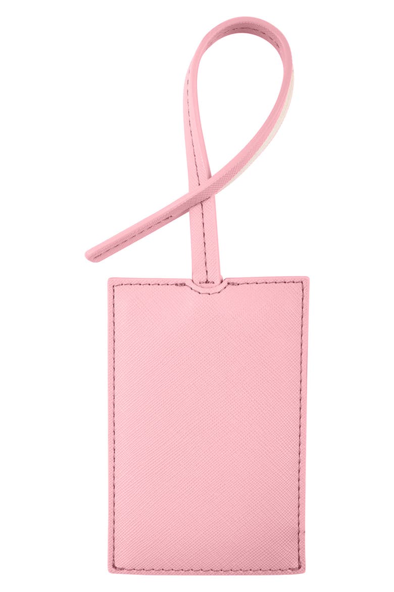 Textured Faux Leather Luggage Tag, Alternate, color, FLAMINGO