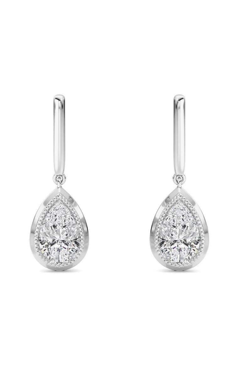 2Ct TW Bezel Solitaire Pear Dangle Earrings Gold Lab Grown 3/4" Tall, Alternate, color, 10k White Gold