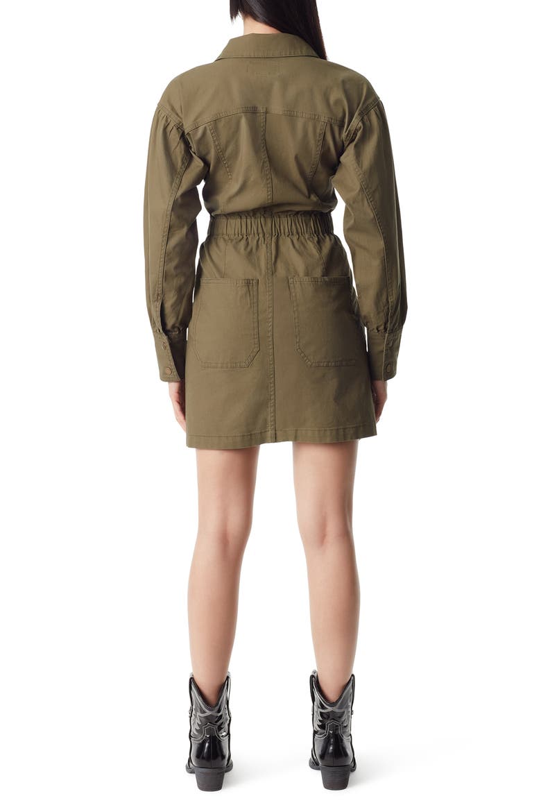 Zip Front Long Sleeve Utility Minidress, Alternate, color, BURNT OLIVE
