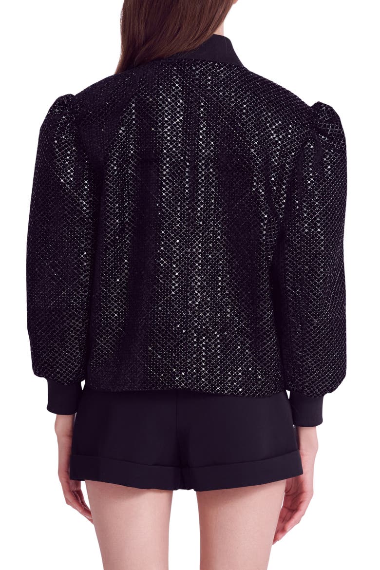 Sequin Velvet Bomber Jacket, Alternate, color, BLACK