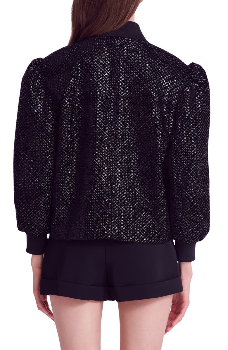 Endless Rose Sequin Velvet Bomber Jacket, Alternate, color, Black