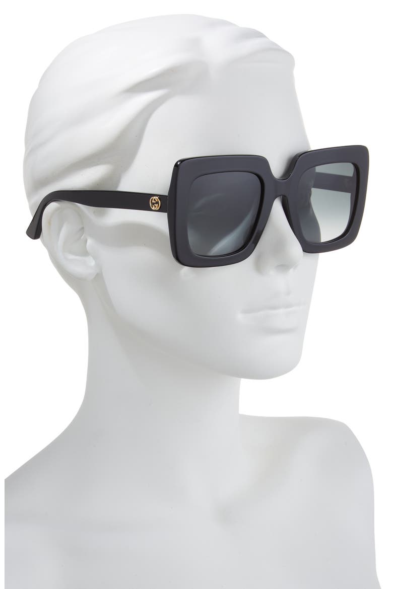 53mm Square Sunglasses, Alternate, color, BLACK BLACK GREY